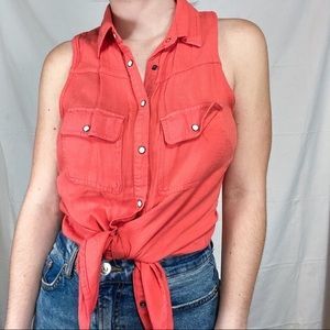 MAURICES CORAL BUTTON DOWN TANK TOP